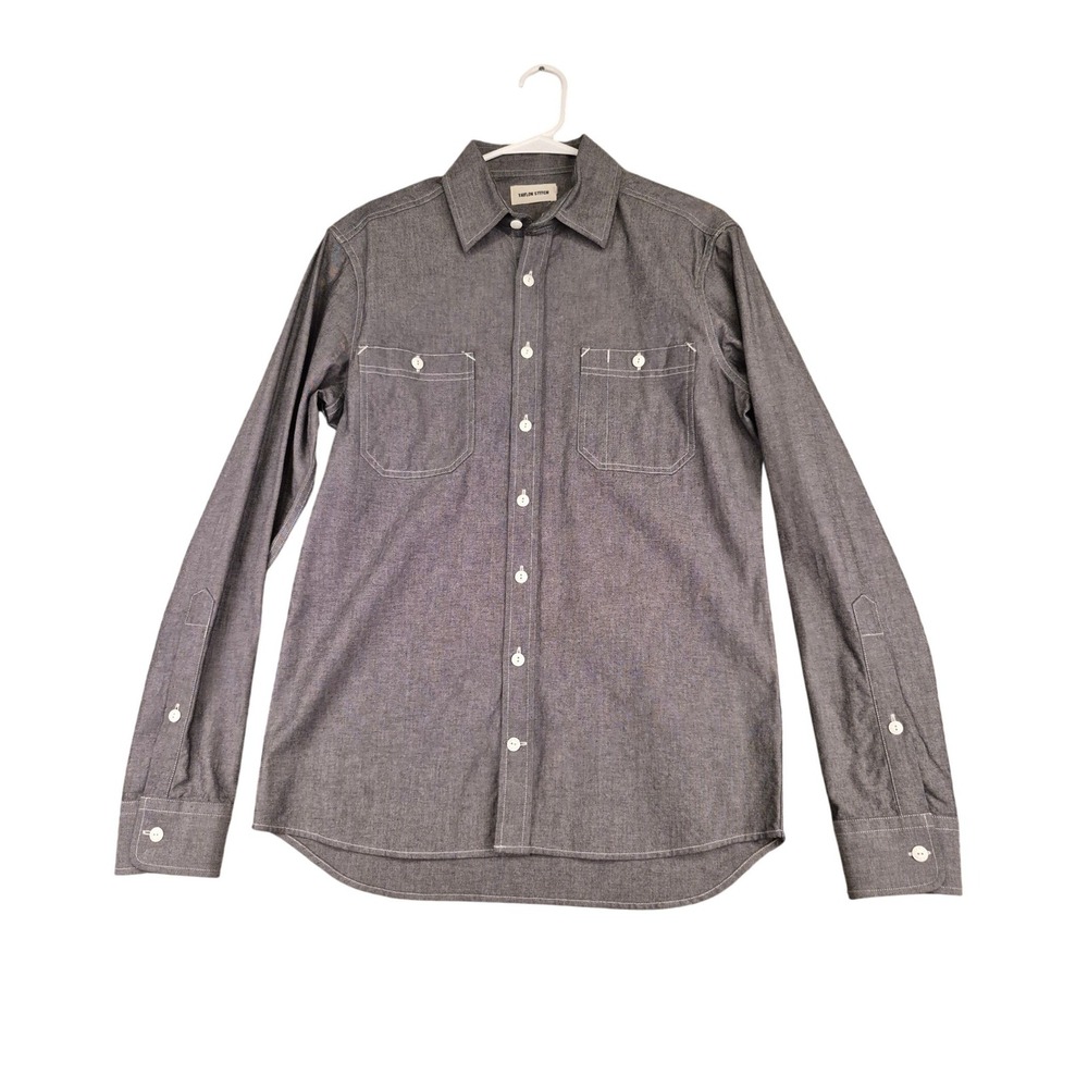 Taylor Stitch Mens‎ Grey Chambray Long Sleeve Button Down Shirt Size 38 Small